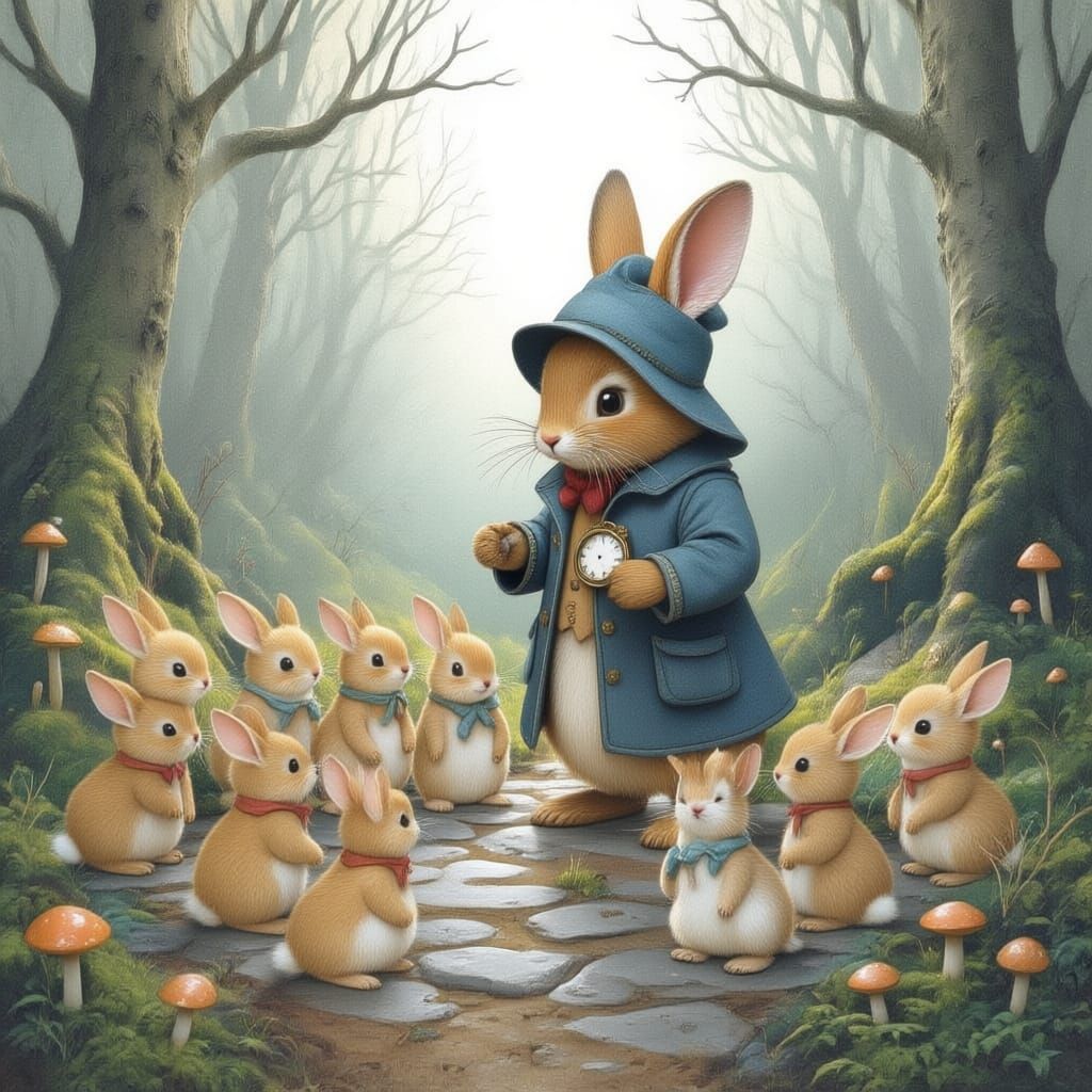 Peter Rabbit and Friends in a Mystical Forest