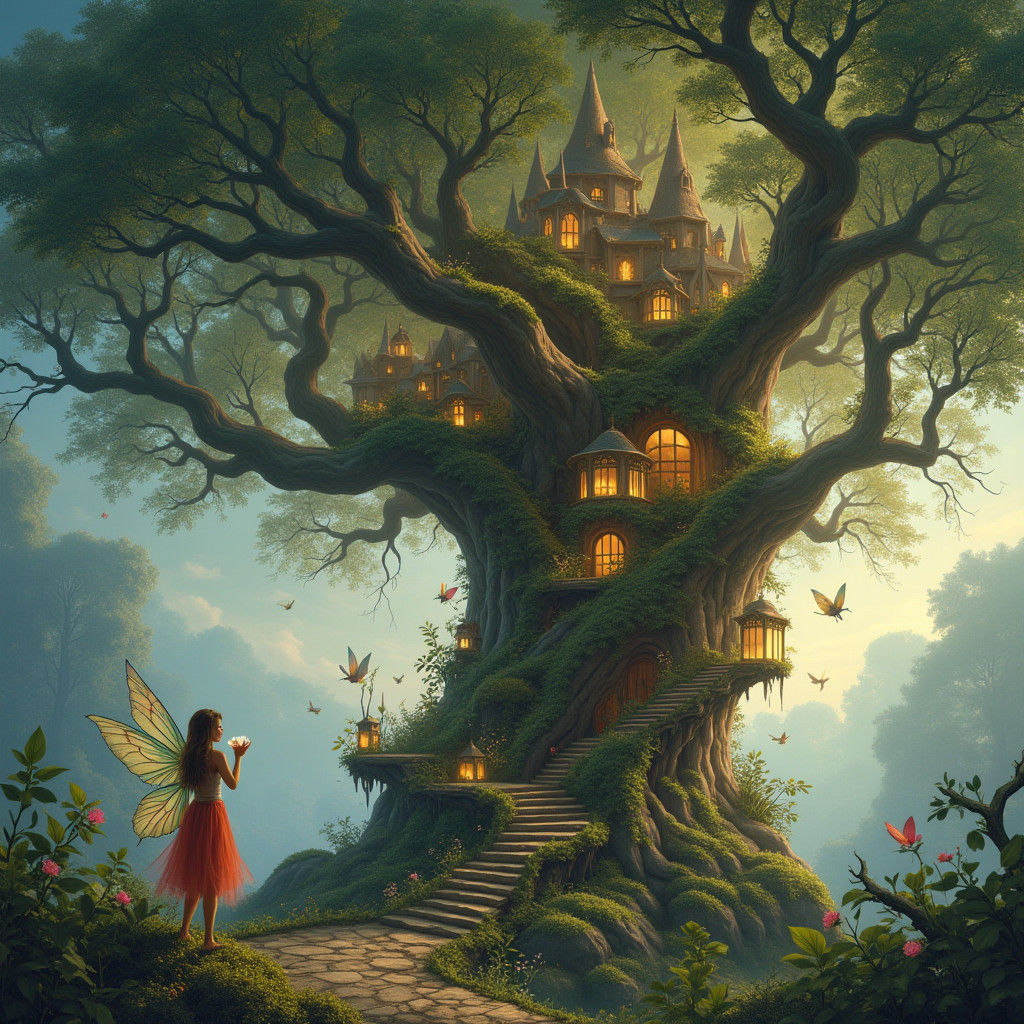 Fairy City Inside Ancient Oak Tree
