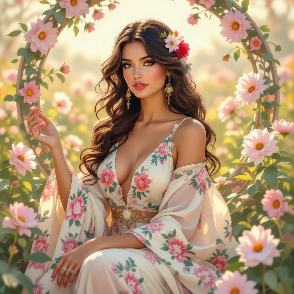 Floral Woman in Art Nouveau Style