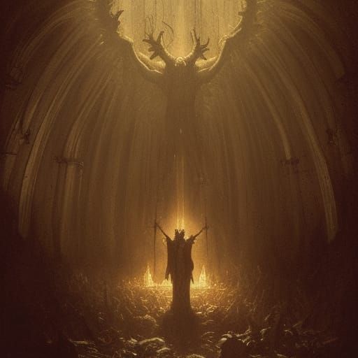 Infernal Landscape in Gothic Horror Style