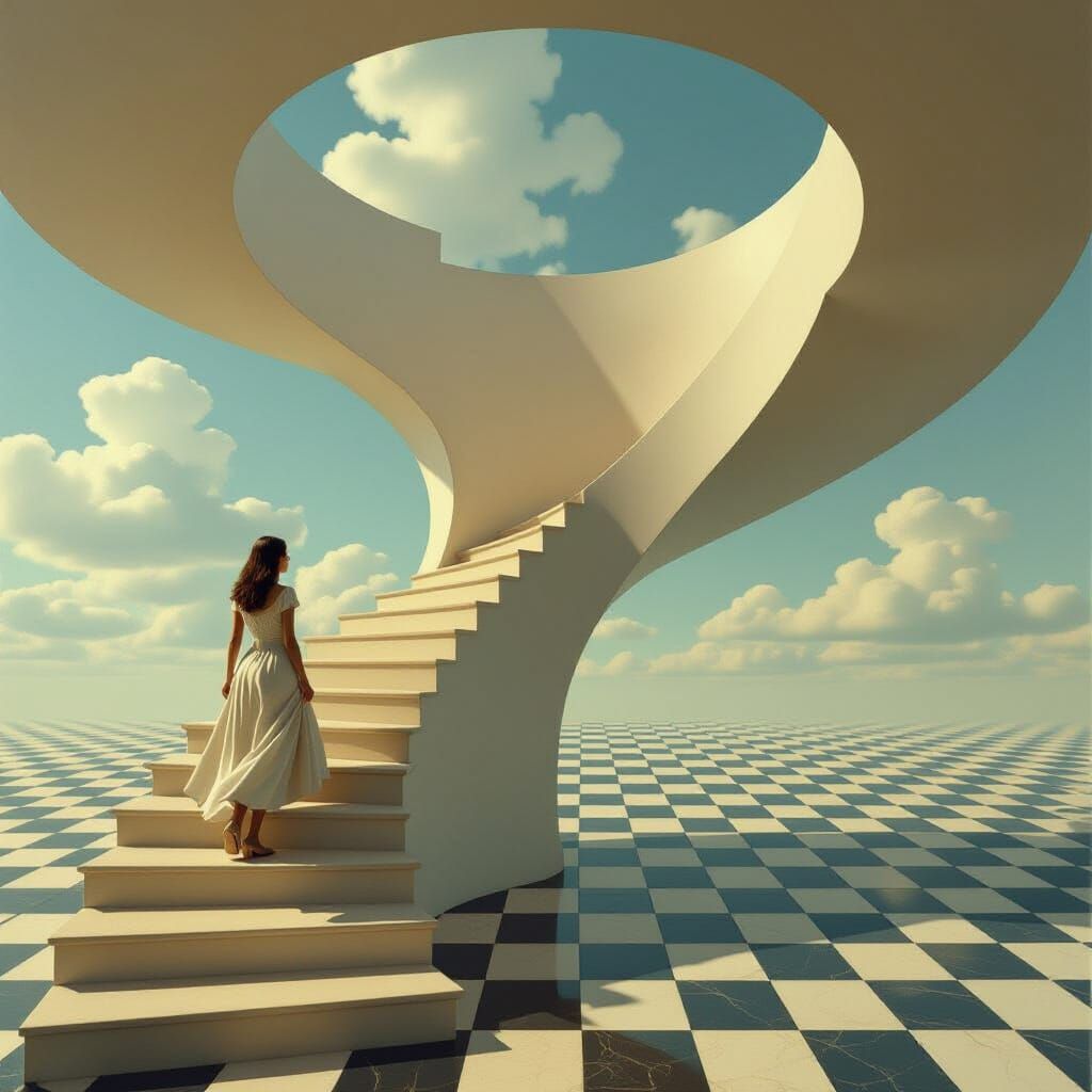 Surreal Staircase in Escher Style
