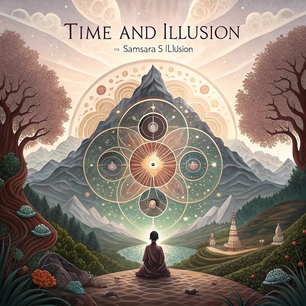 Surrealist Thangka Fusion of Time and Illusion
