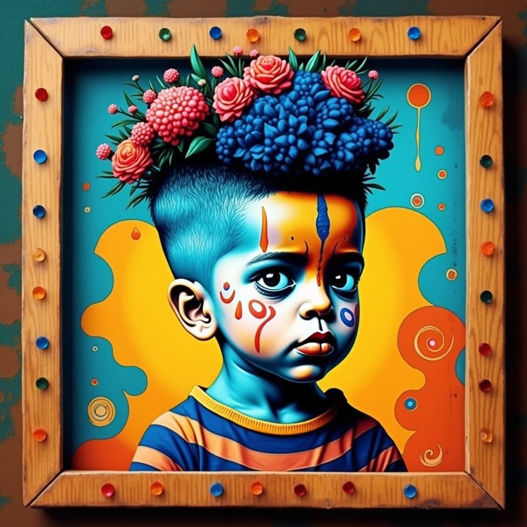 Woodprint Art Poster in Watercolor and Ink