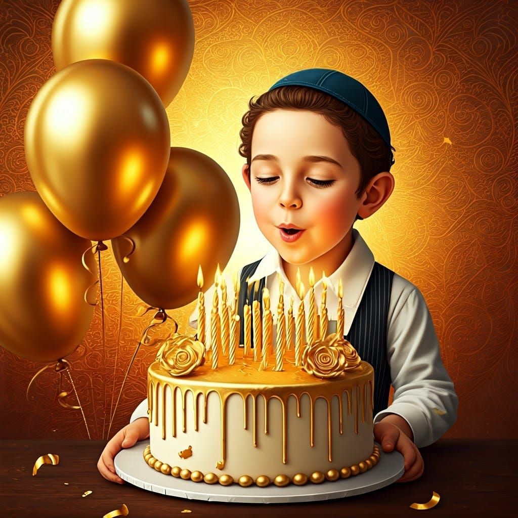 Celestial Birthday Boy in Golden Opulence