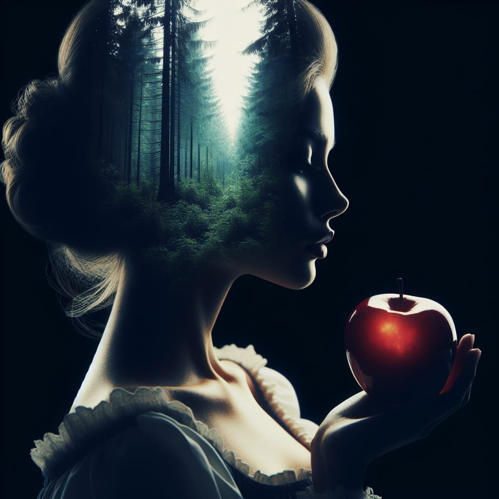 Double Exposure: Forest Within Snow White Silhouette