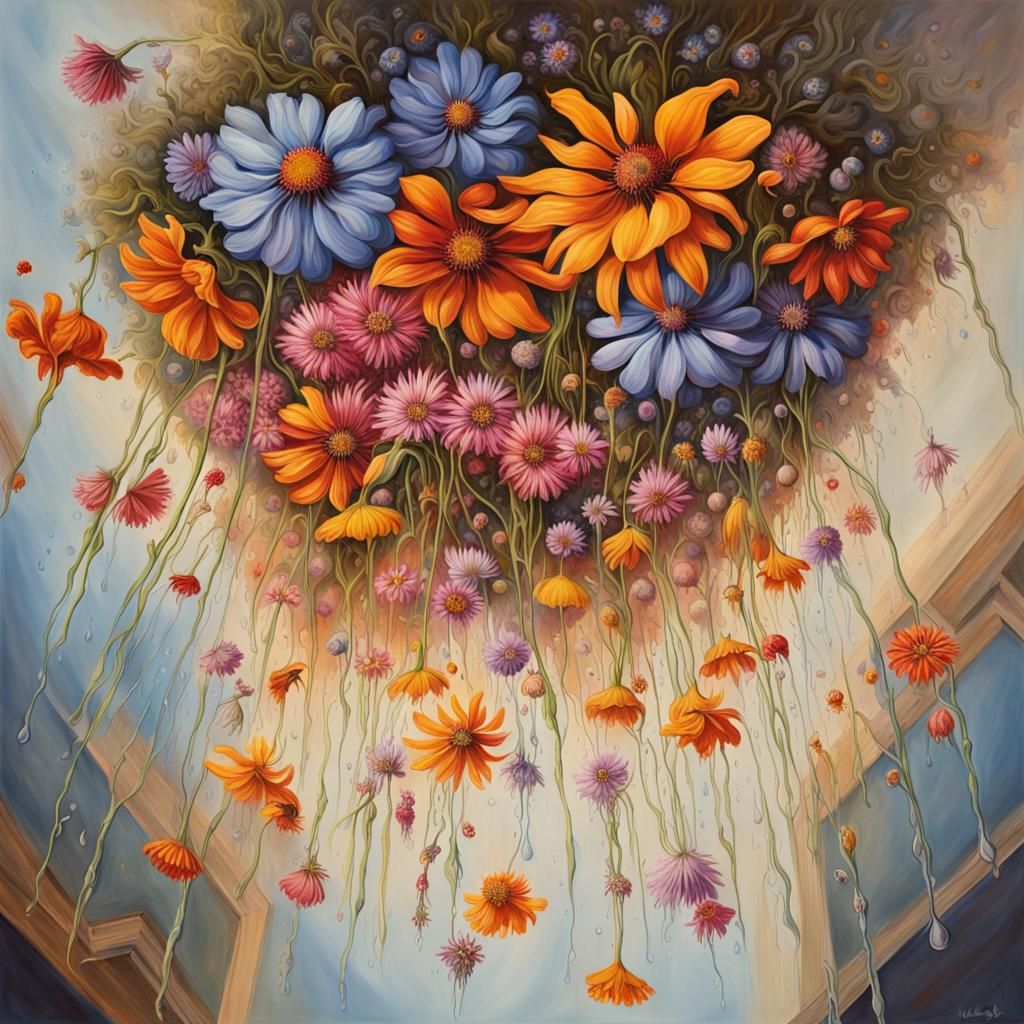 Surreal Upside Down Bouquet of Wildflowers