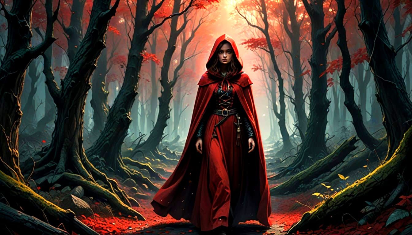 Little Red Riding Hood in Dark Forest
