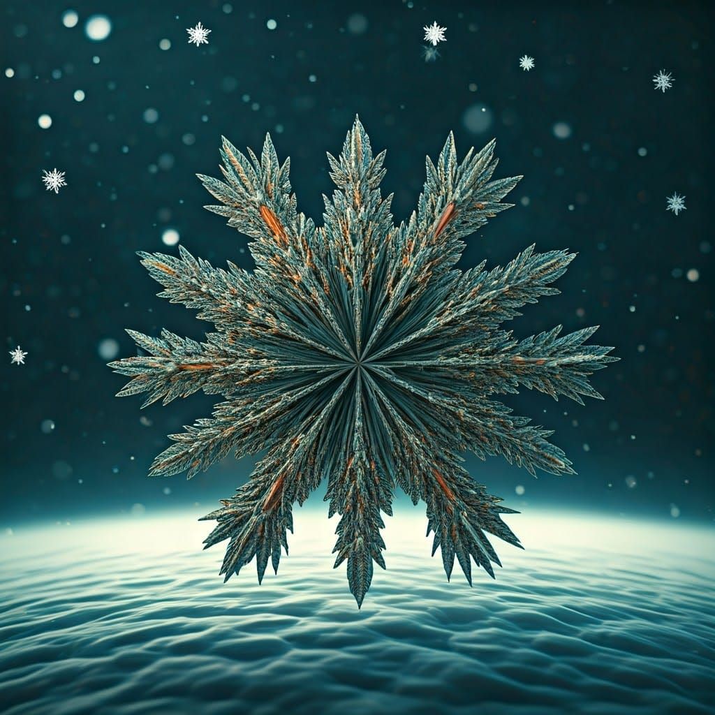 Ethereal Fractal Snowflakes in Vibrant HDR