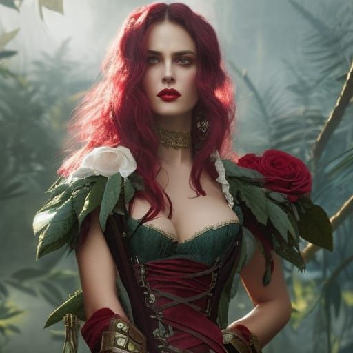 Pirate in Red Velvet Corset: Digital Art