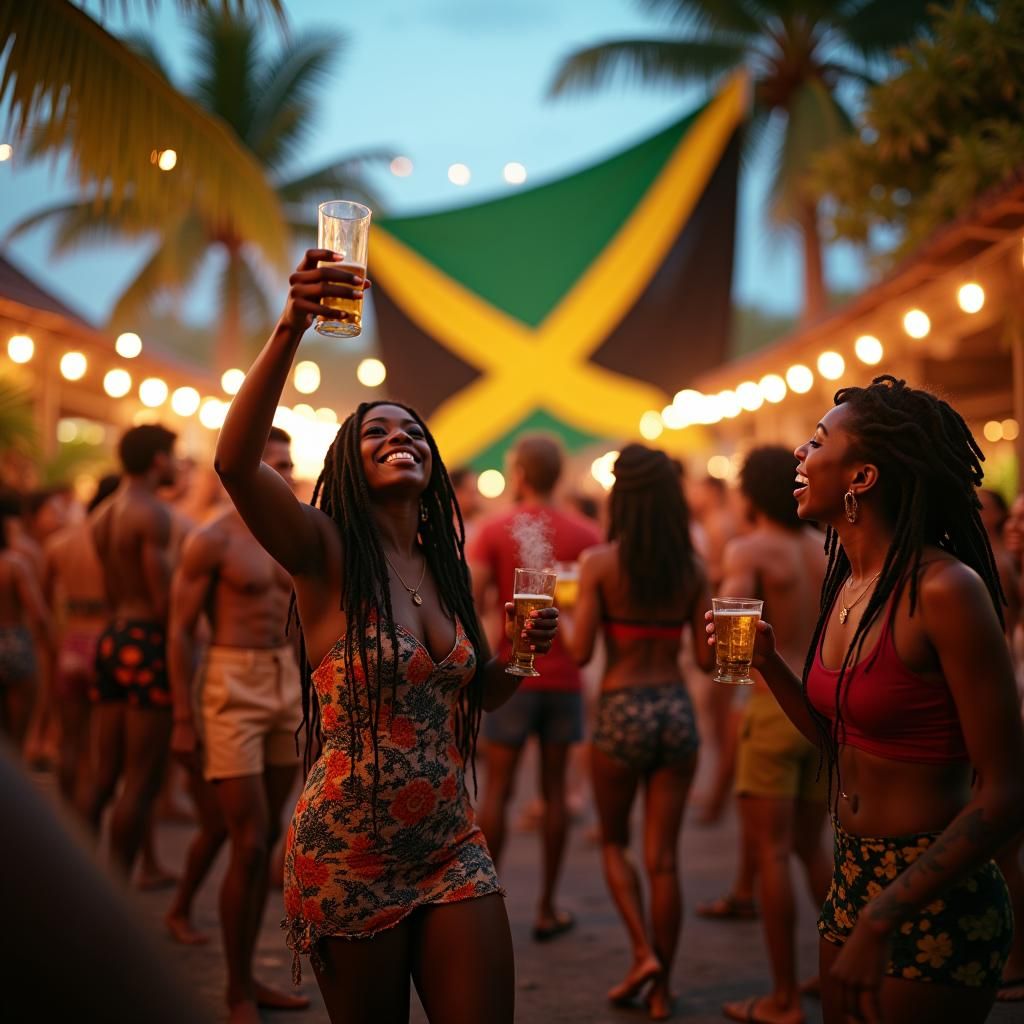 Jamaican Tropical Party in 3D Cinematic Style