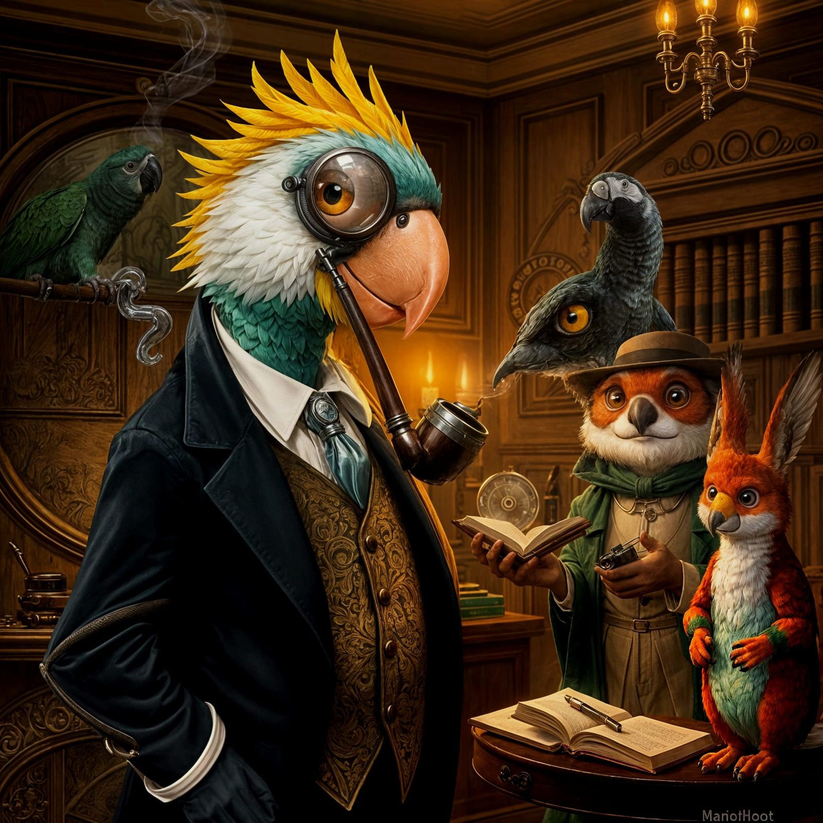 Mystery Solving Parrot in Gilded Age Style