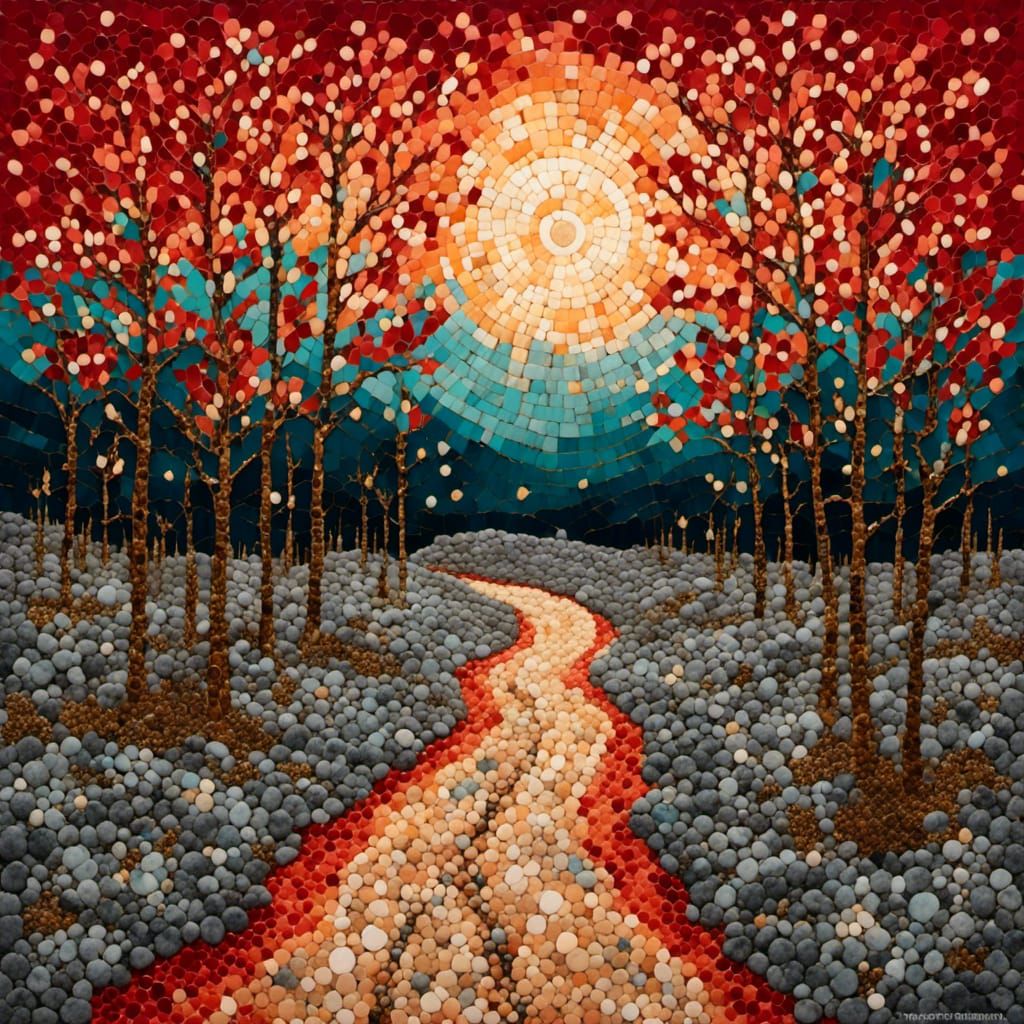 Stylized Fires Light Path in Indigenous Art Style