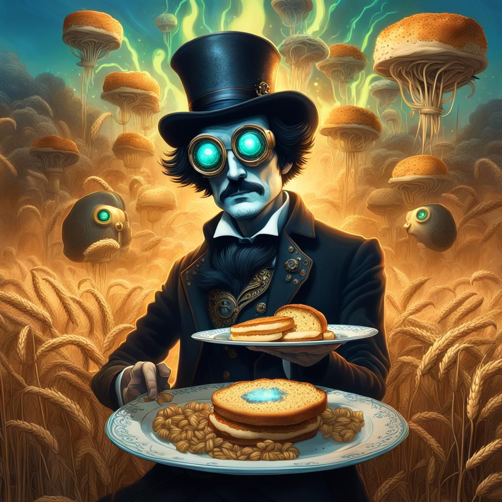 Edgar Allan Poe Droids in Steampunk Surrealism