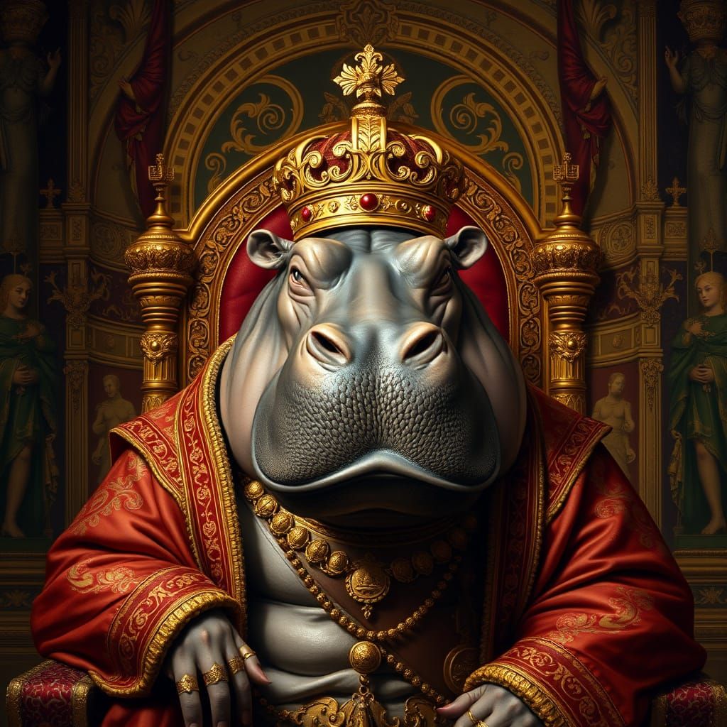 Hippo King in Renaissance Style Throne Room