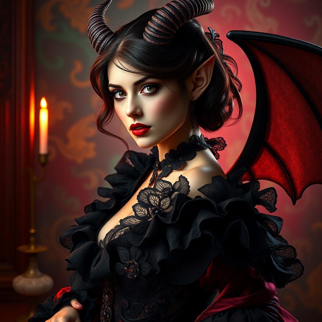 Succubus in Victorian-Era Inspired, Dark Fantasy Form