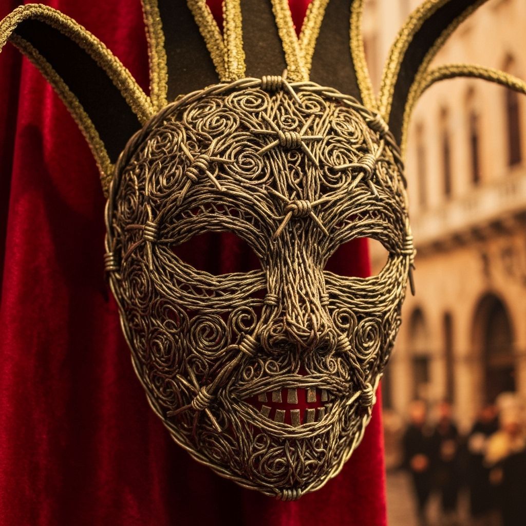 Ornate Barbed Wire Venetian Carnival Mask Close-Up