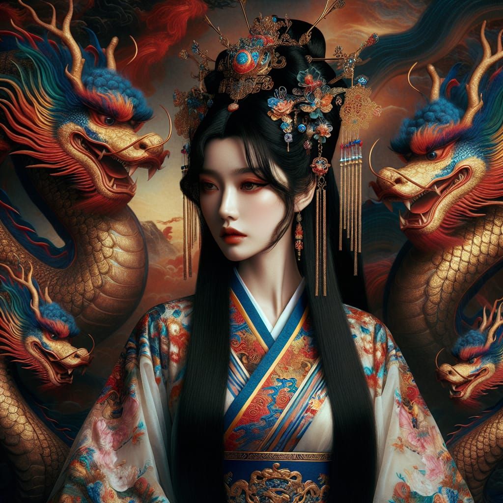 Mother of Dragons: Chinese Goddess Longmu in Splendid Hanfu...