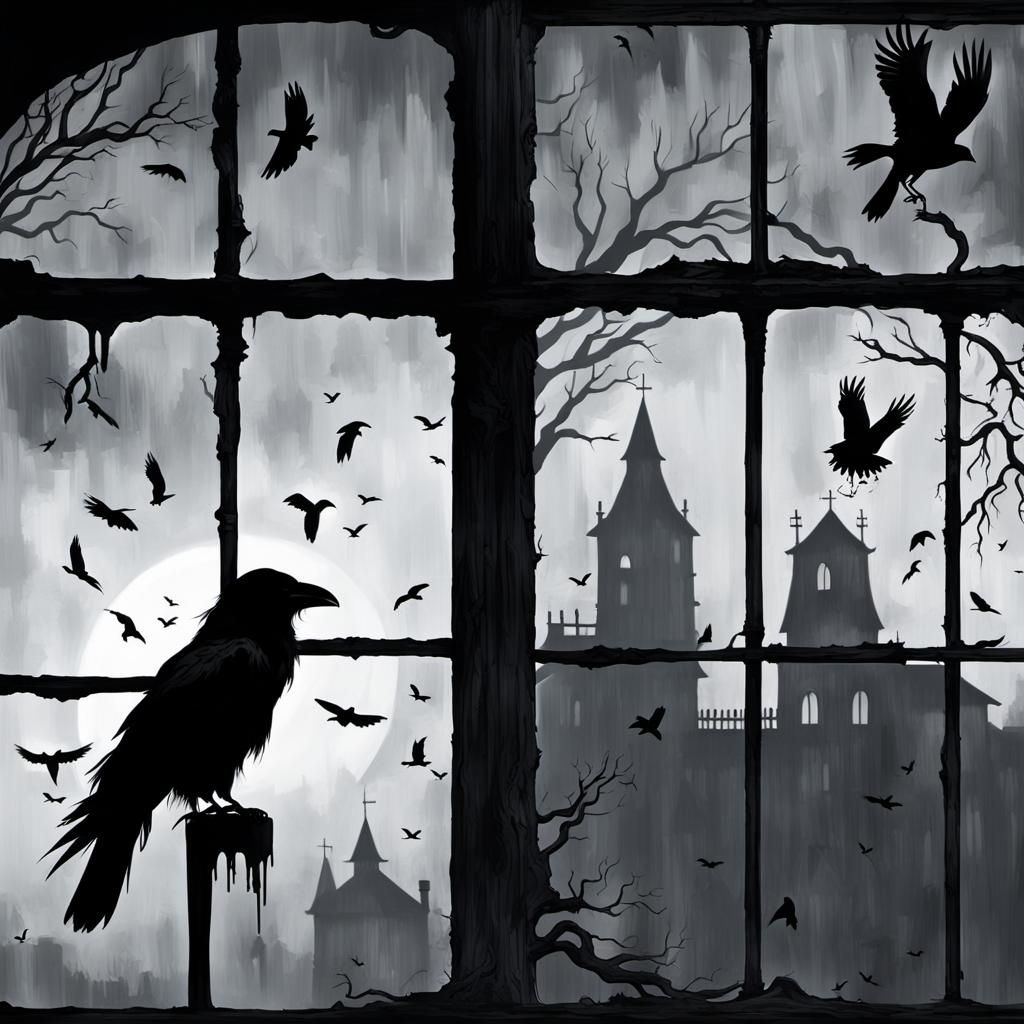 The Crow: Silhouette of Man and Crow in Black and White