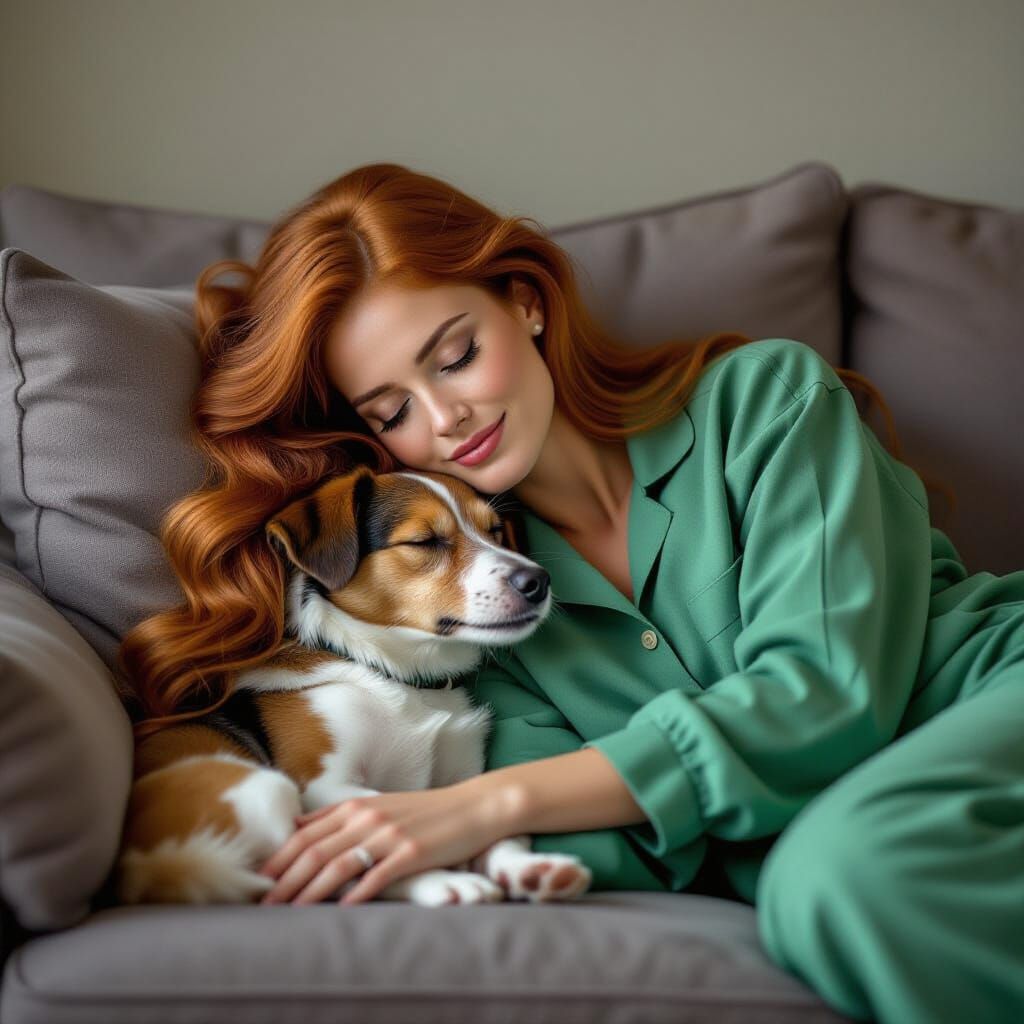 Jack Russell Terrier Licking Woman's Feet: Cinematic Still