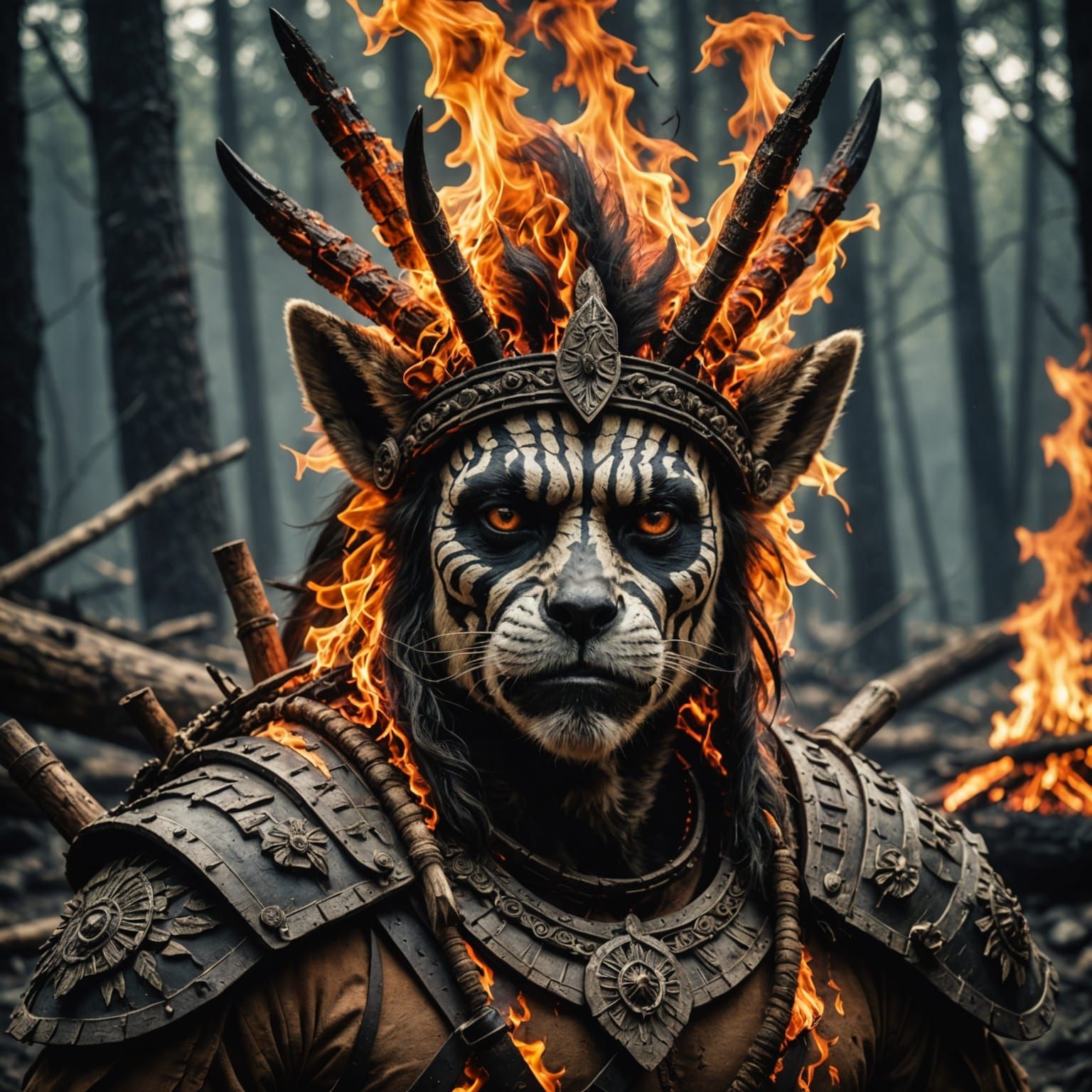 Hyperrealistic Fire Raccoon in Cinematic HDR