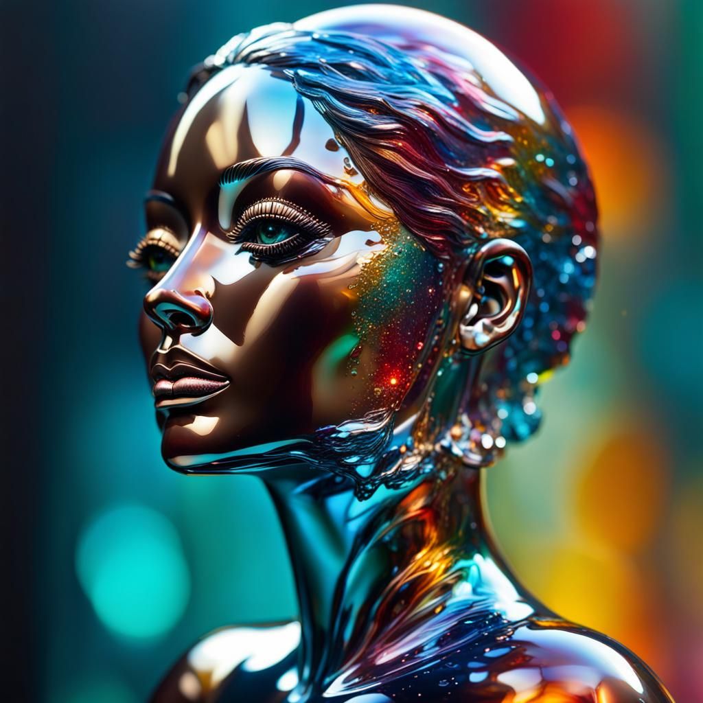 Gorgeous Shiny Glass Dolls in Hyperrealistic Style