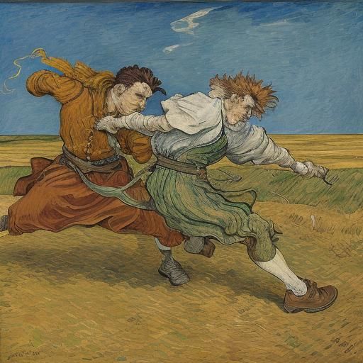 Wind Battle: Expressionist and Post-Impressionist Styles