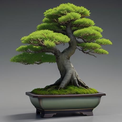 Anime Style Bonsai Butterfly: 3D Rendered Art