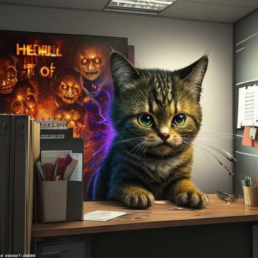 Humorous Escape From Hell Office: Digital Illustration