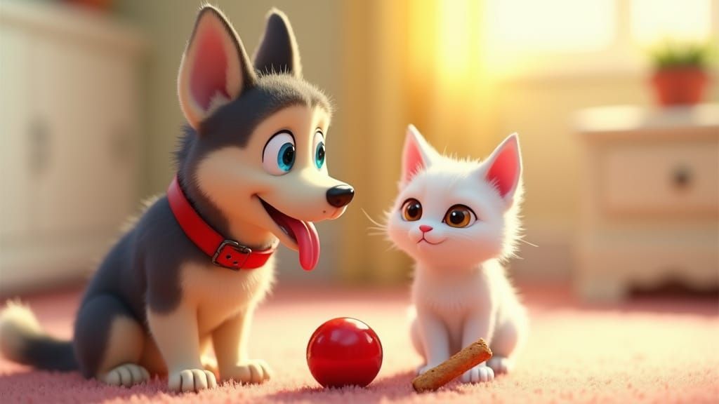 Joyful German Shepherd Husky Mix with Heterochromia in Vibra...