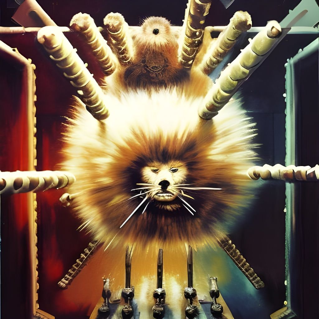 Hellraiser Inspired Furry Creature as Impasto Painting