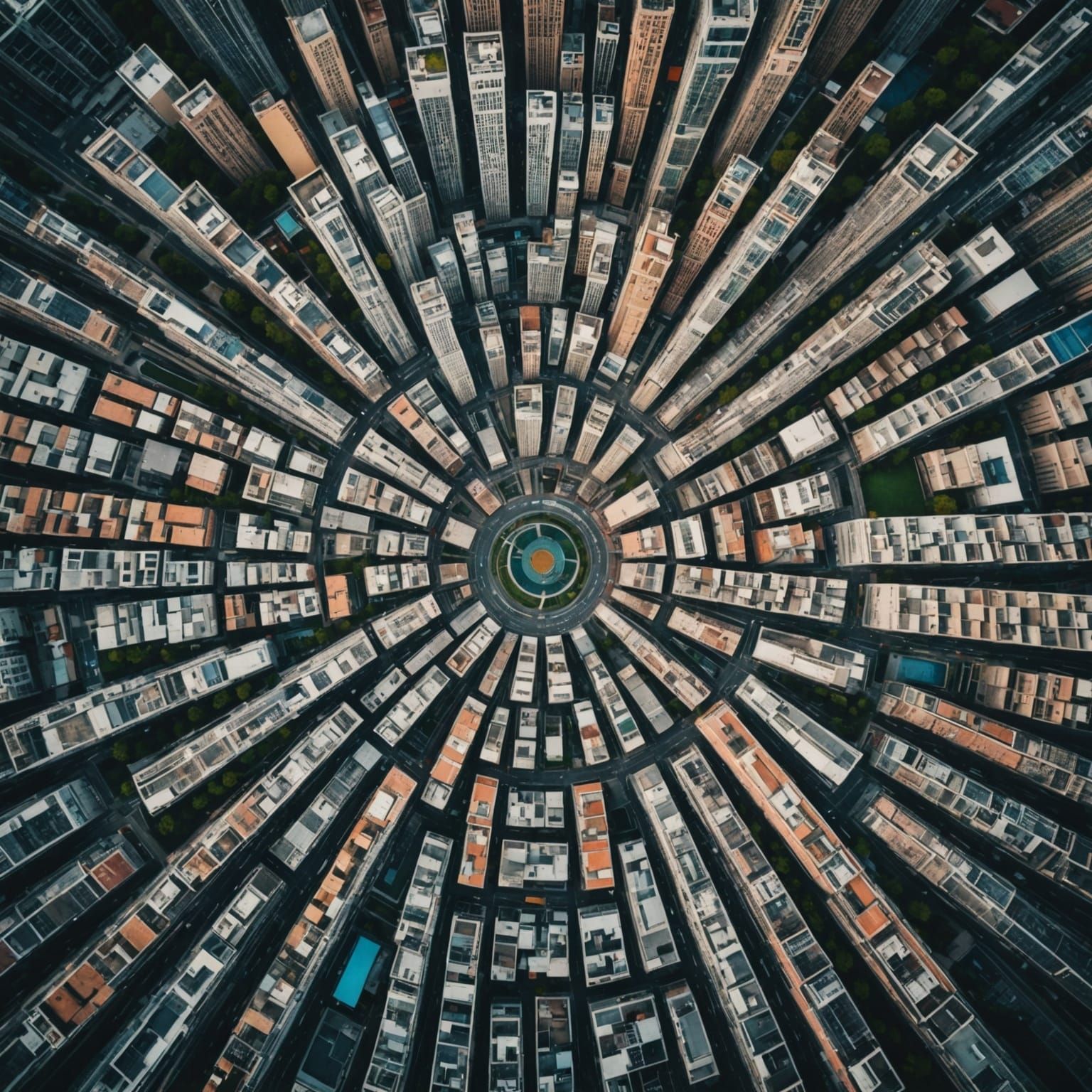 Cityscape of Interlocking Eight-Shaped Buildings