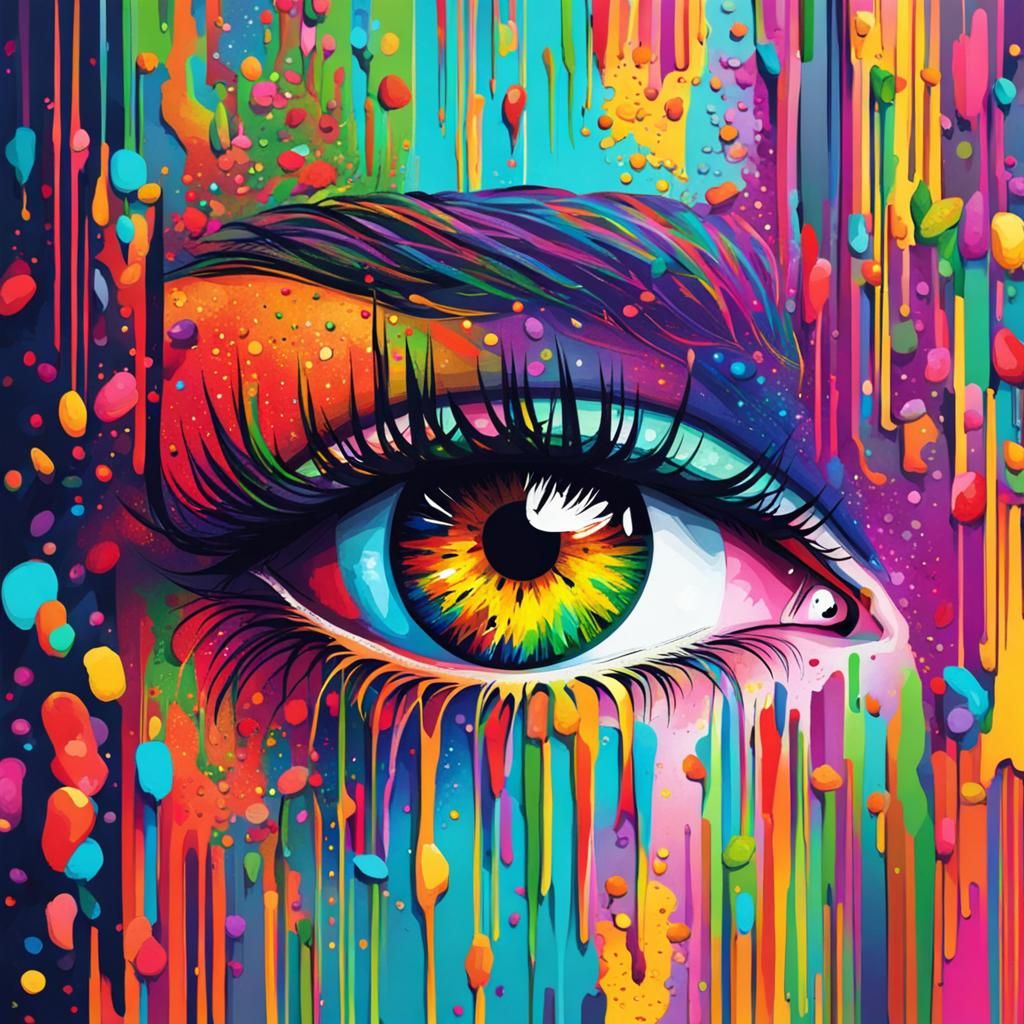 Colorful Close-Up of a Girl's Eye