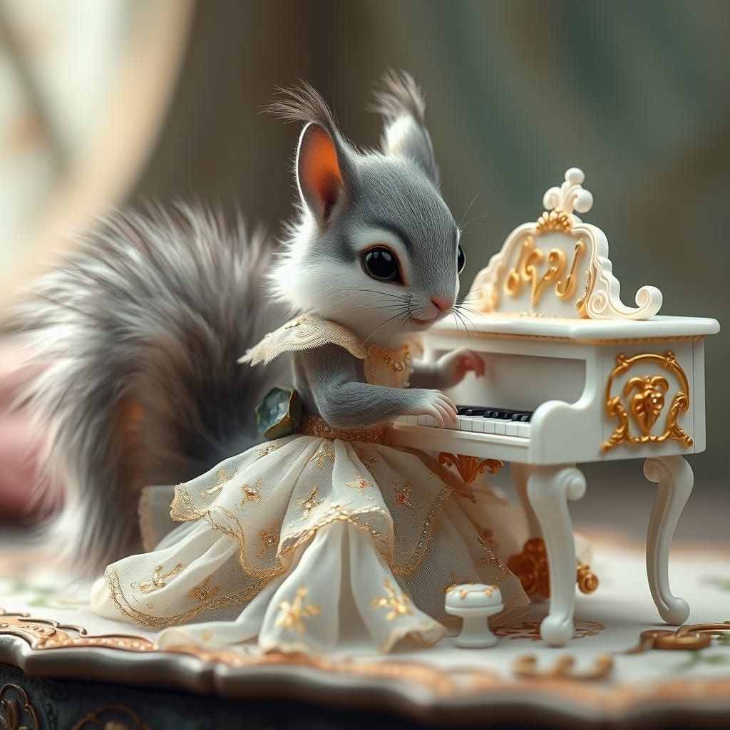 Enchanted Squirrel in Elegant Ball Gown
