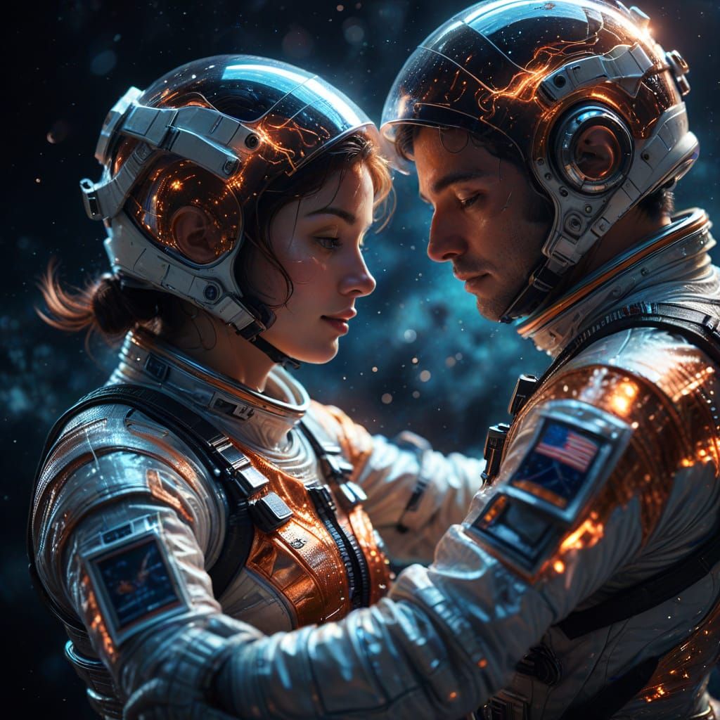 Astronauts Dance Argentine Tango Under Soft Moonlight