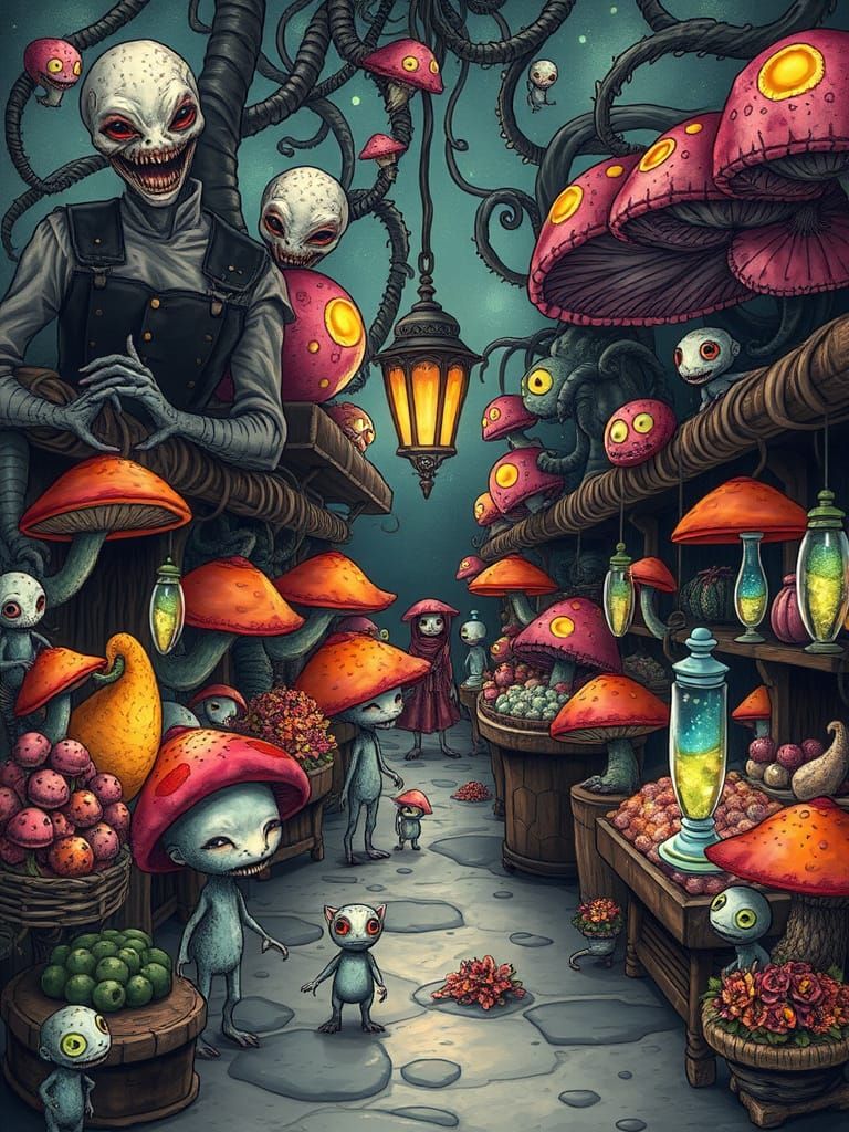 A whimsical alien market 1