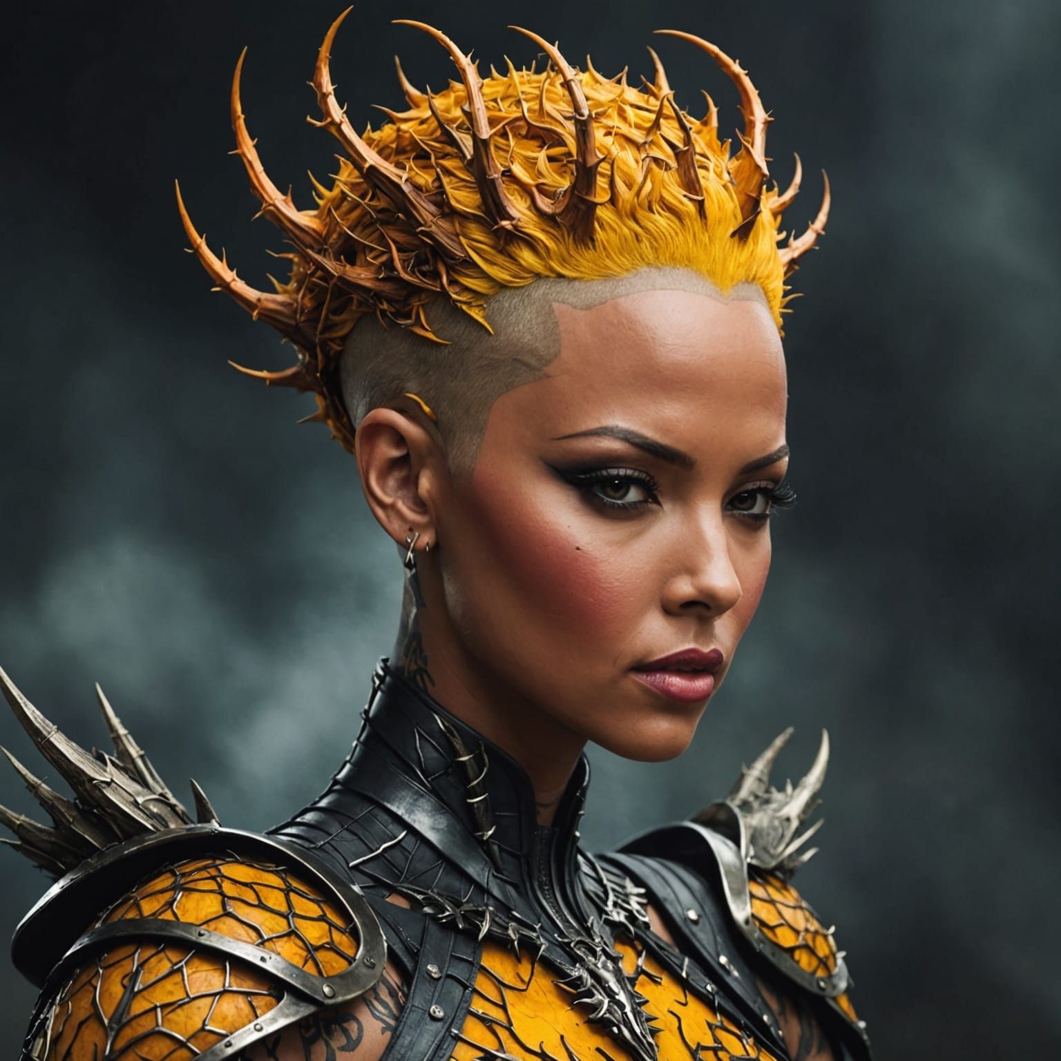 Amber Rose with Thorns Close-Up