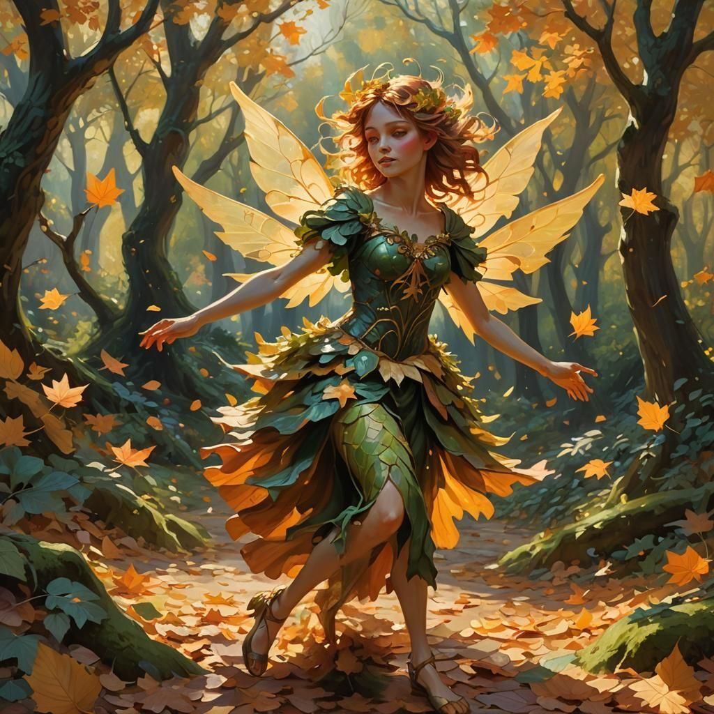Autumn Fairy Dancing in Golden Light