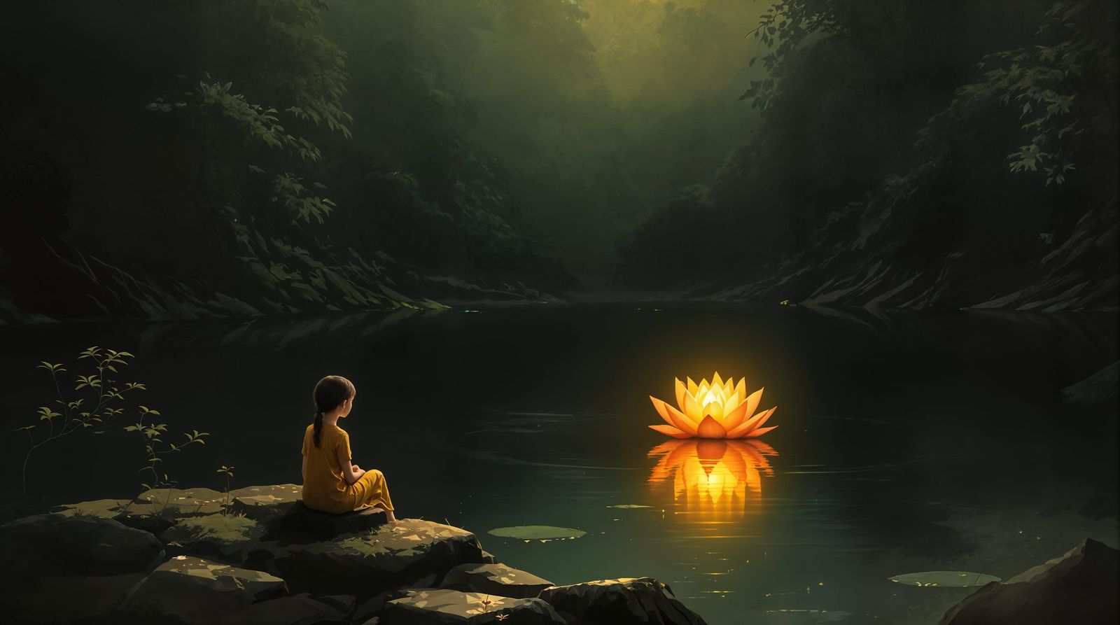 Surreal Impressionist Scene of a Young Girl Contemplating a ...