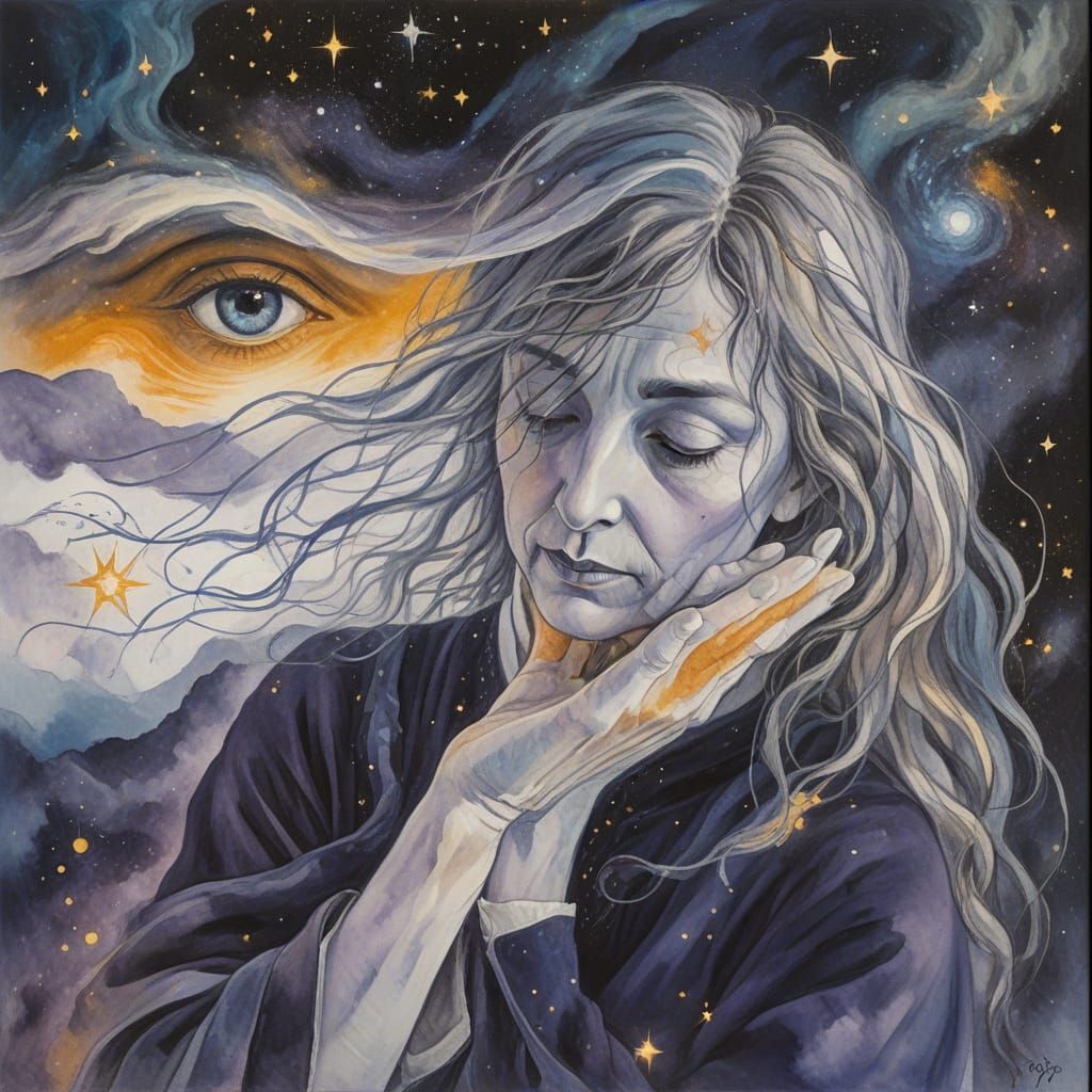 Surreal Oil Painting of a Seer in Ethereal Atmosphere