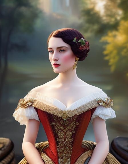 Victorian Beauty Portrait in Oil Painting Style