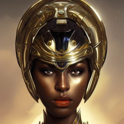 Armored Woman Warrior Portrait in Hyperdetailed Style