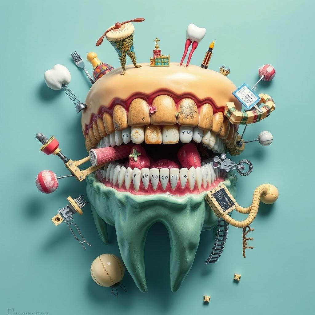Detailed Dental Collage Inspired by Pop Art