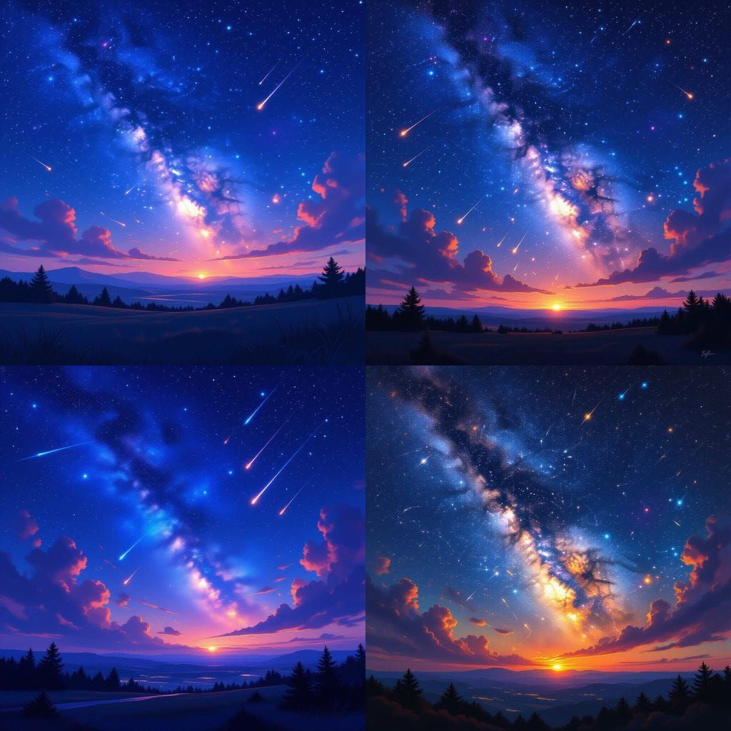 Spectacular Starry Sky with Nebulas and Shooting Stars