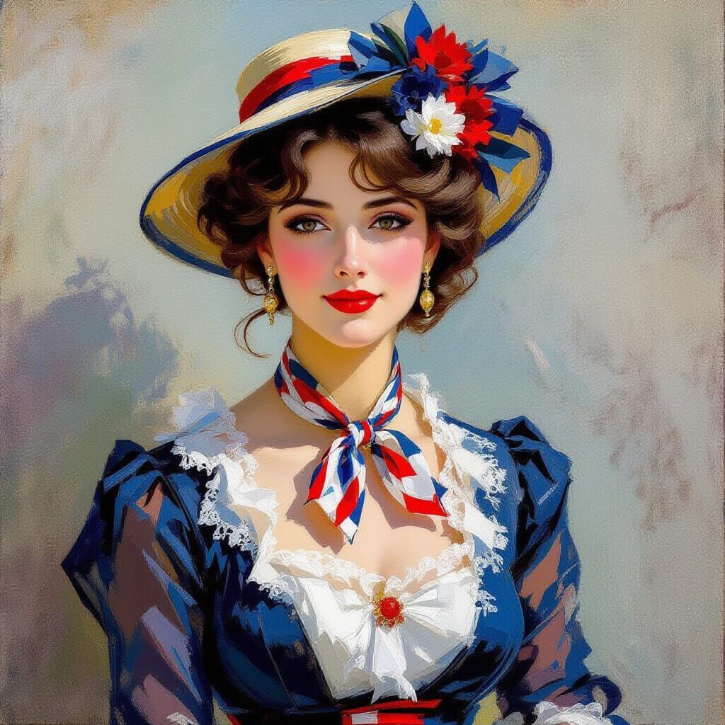 Impressionistic Portrait of a Woman in Summer Dress