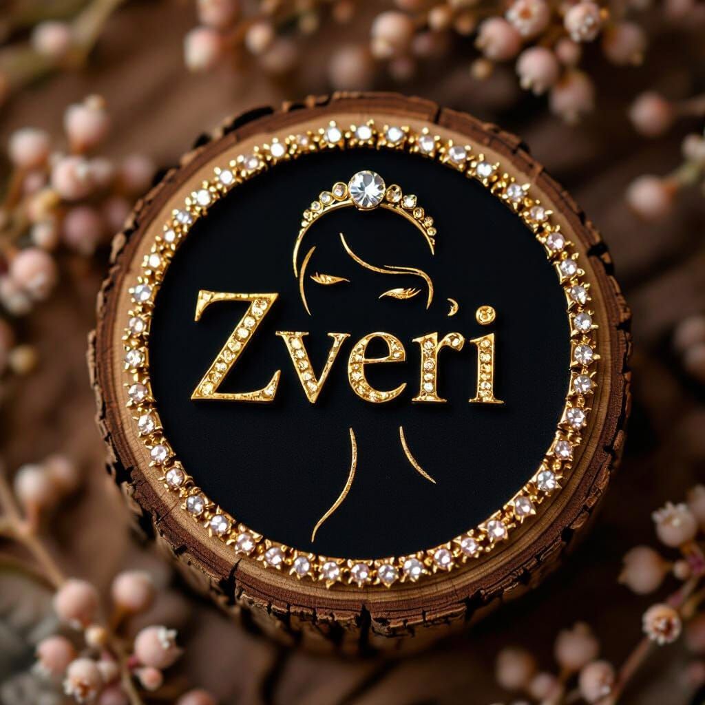 Round Logo with Gold Jewelry and Pink Accents