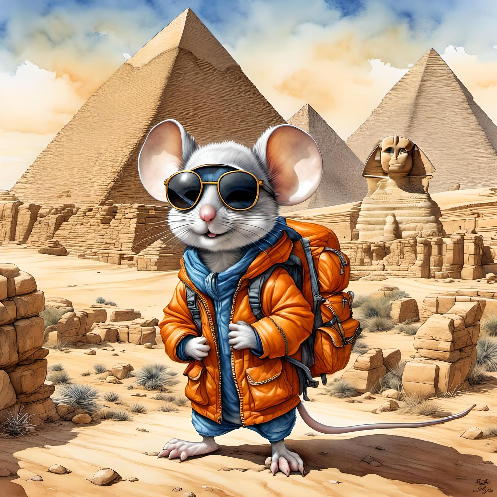 Adventurer Mouse in Egypt, Pixar Cartoon Style