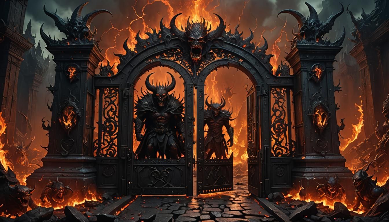 Terrifying Gate to Hell with Demonic Guardians
