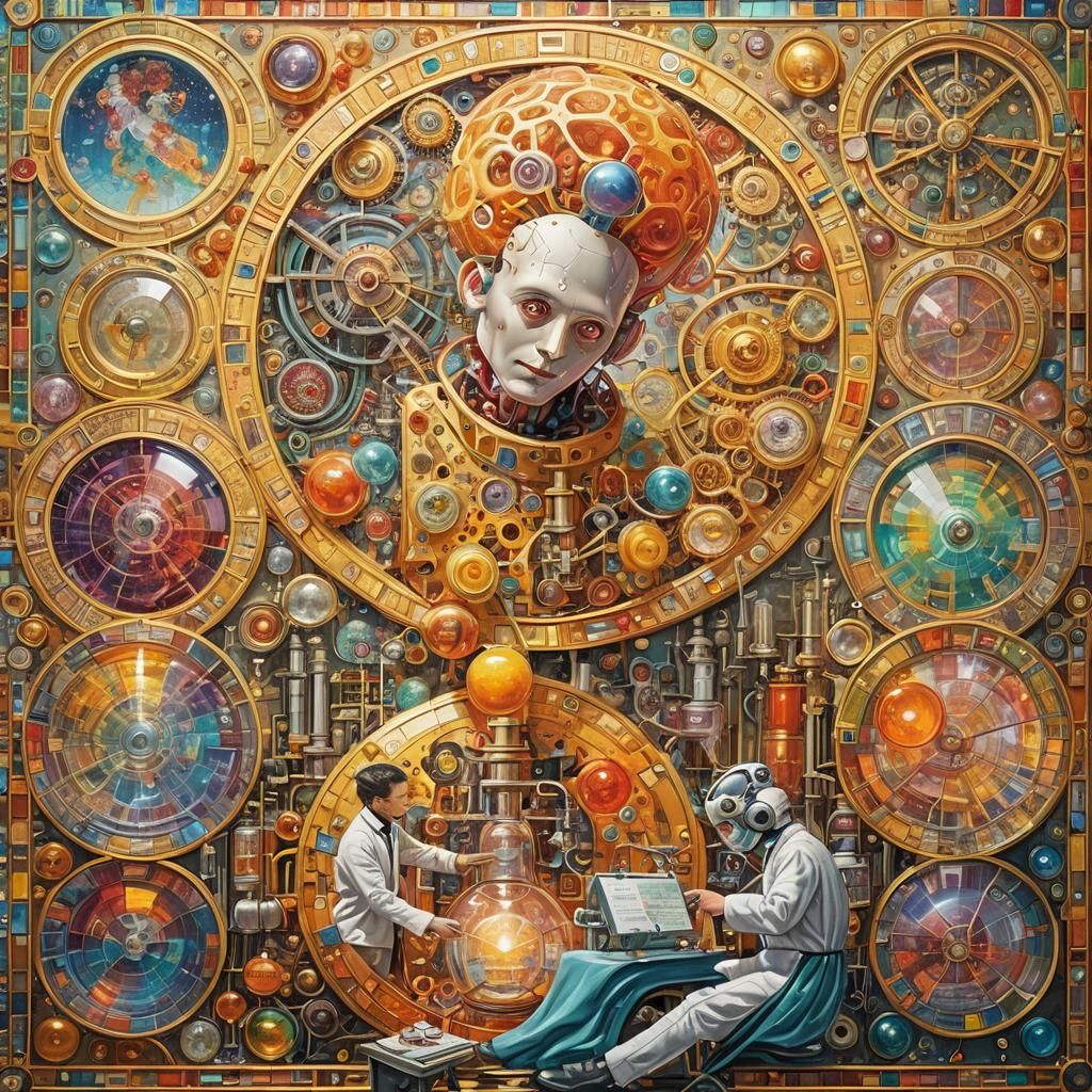 Psychedelic AI Chemist in Surreal Laboratory