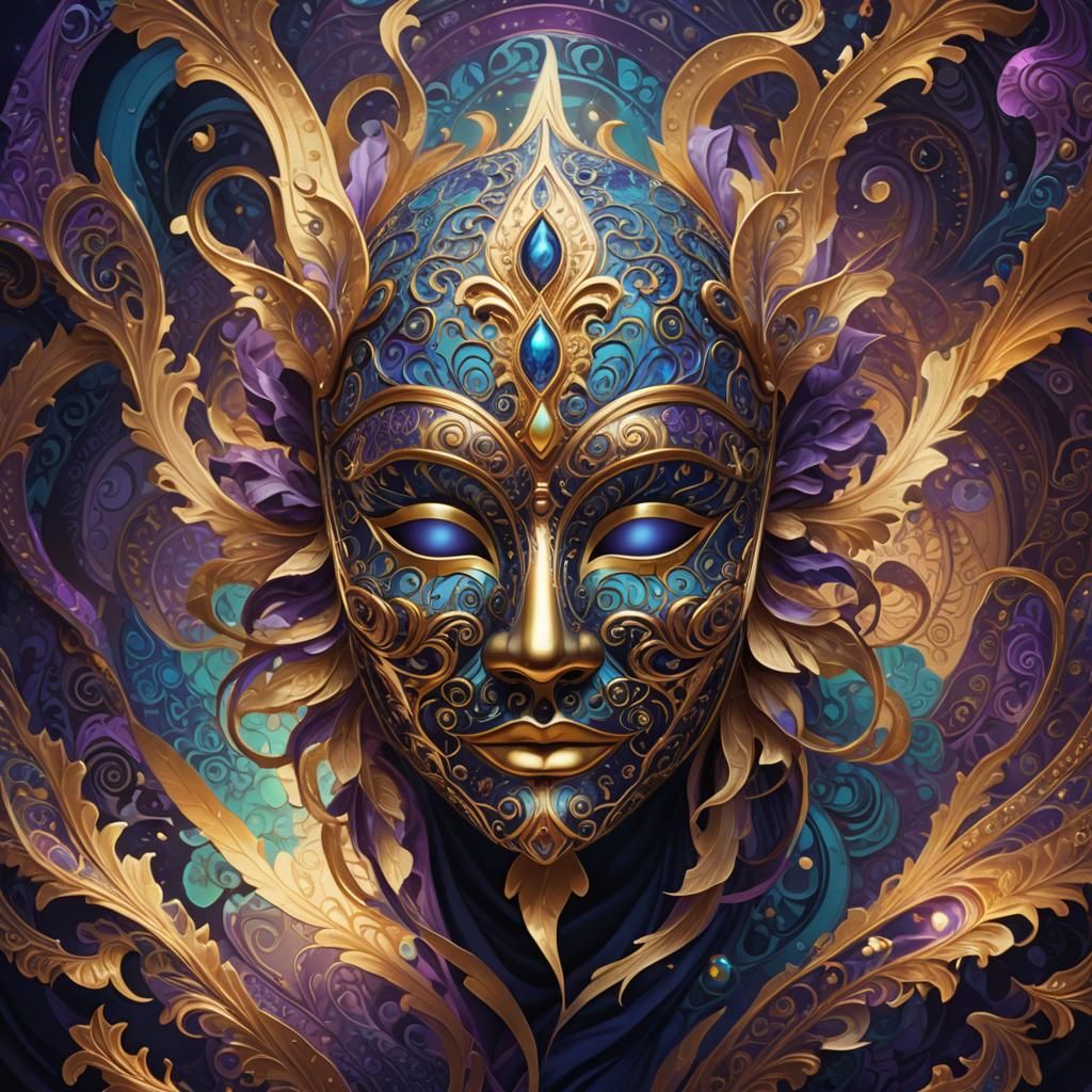 Ornate Mask in Dreamlike Surreal Digital Art
