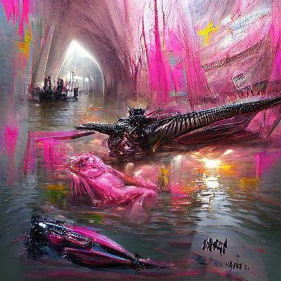 Iridescent Pink Dragon in Hyperrealistic Vaporwave Style